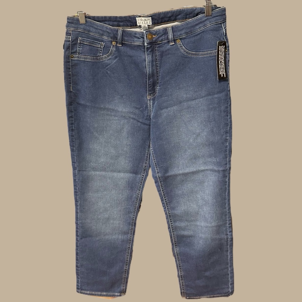 Joan Rivers womens size 14 classic jeans stretch denim 26” inseam ankle new $82
